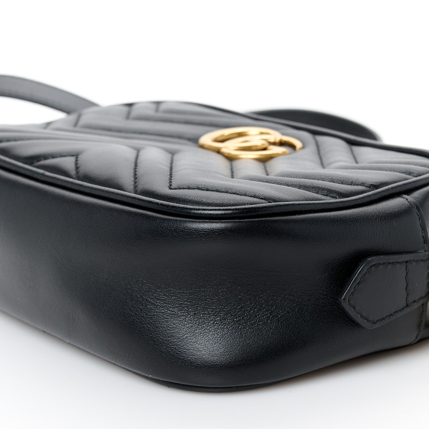 Gucci Calfskin Matelasse Mini GG Marmont Chain Shoulder Bag Black 11 of 11