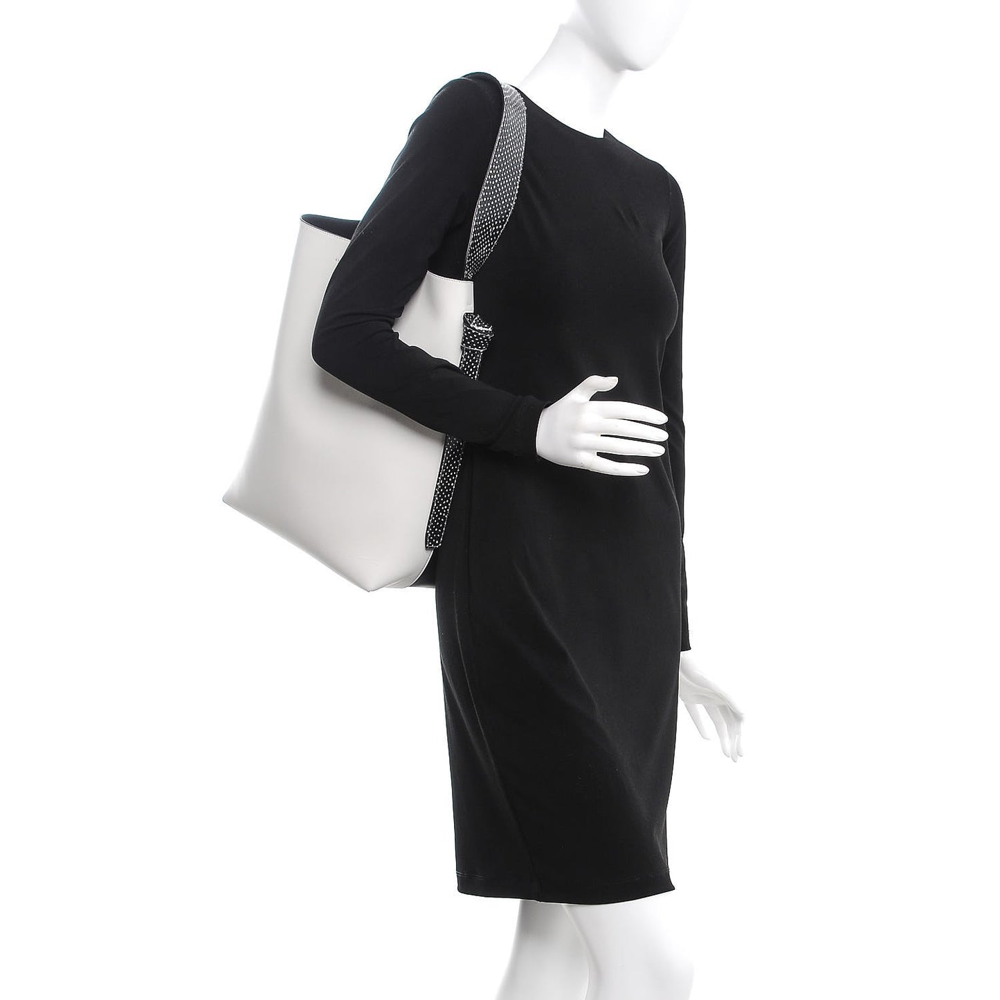 Shiny Smooth Calfskin Small Twisted Cabas White Black