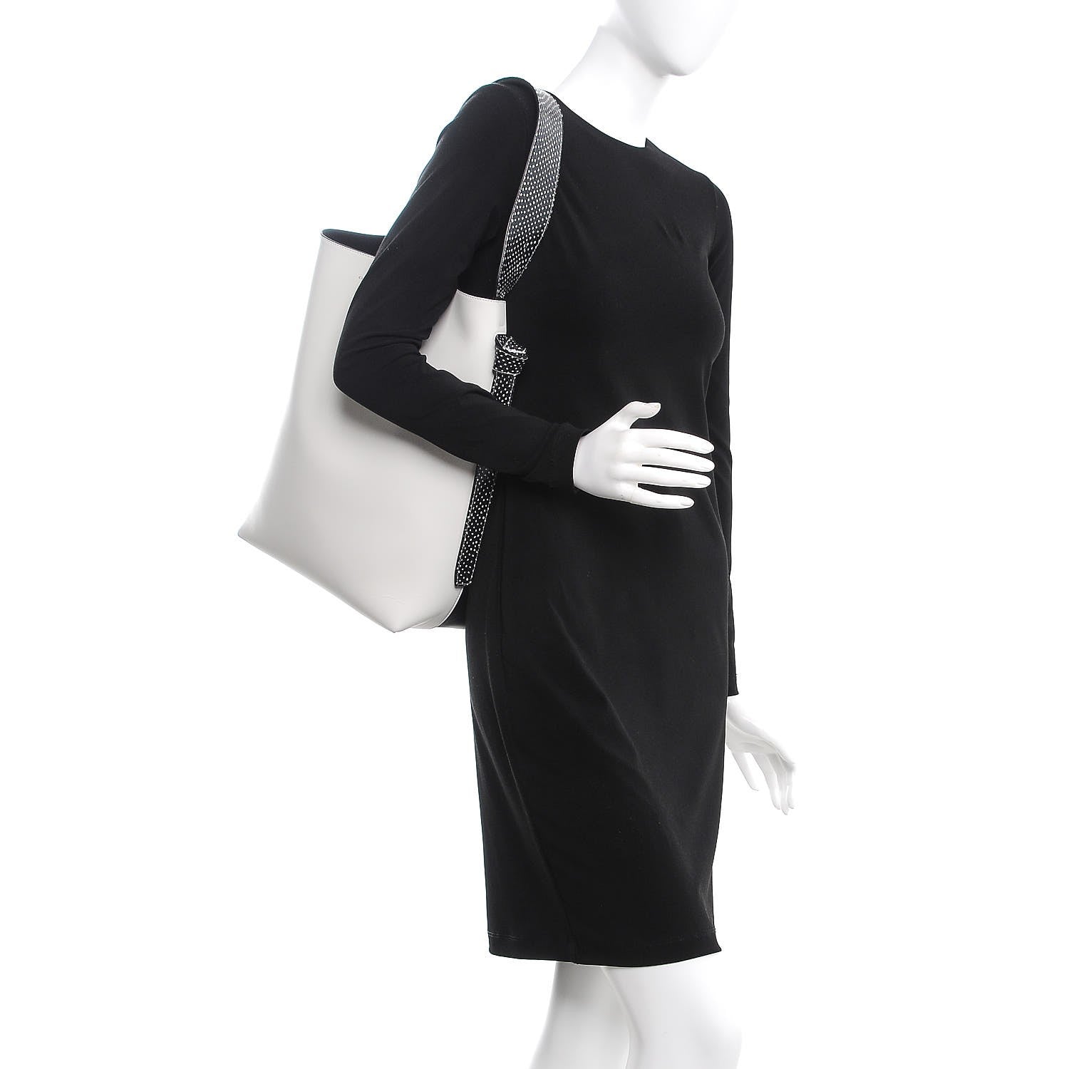 Celine Shiny Smooth Calfskin Small Twisted Cabas White Black 2 of 13