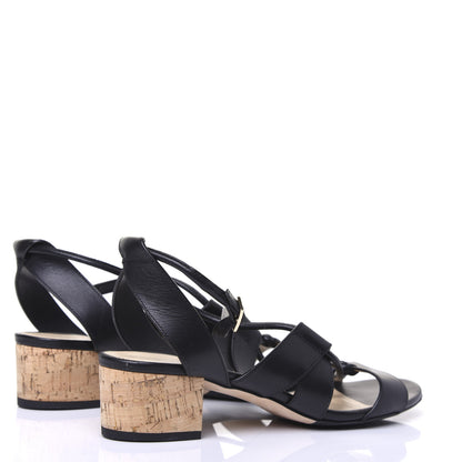 Jimmy Choo Calfskin Margo Ghillie Laced Sandals 39 Black 4 of 8