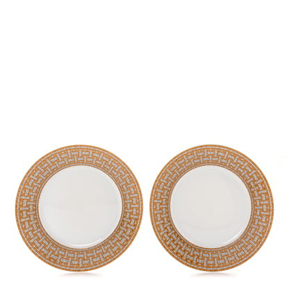 Hermes Porcelain Mosaique Au 24 Gold Dinner Plate Set of 2 1 of 7