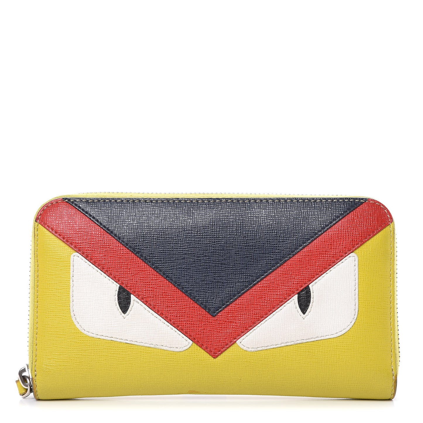 Vitello Elite Monster Eyes Inlay Bi-Color Zip Around Wallet Cedro Rosso Multicolor