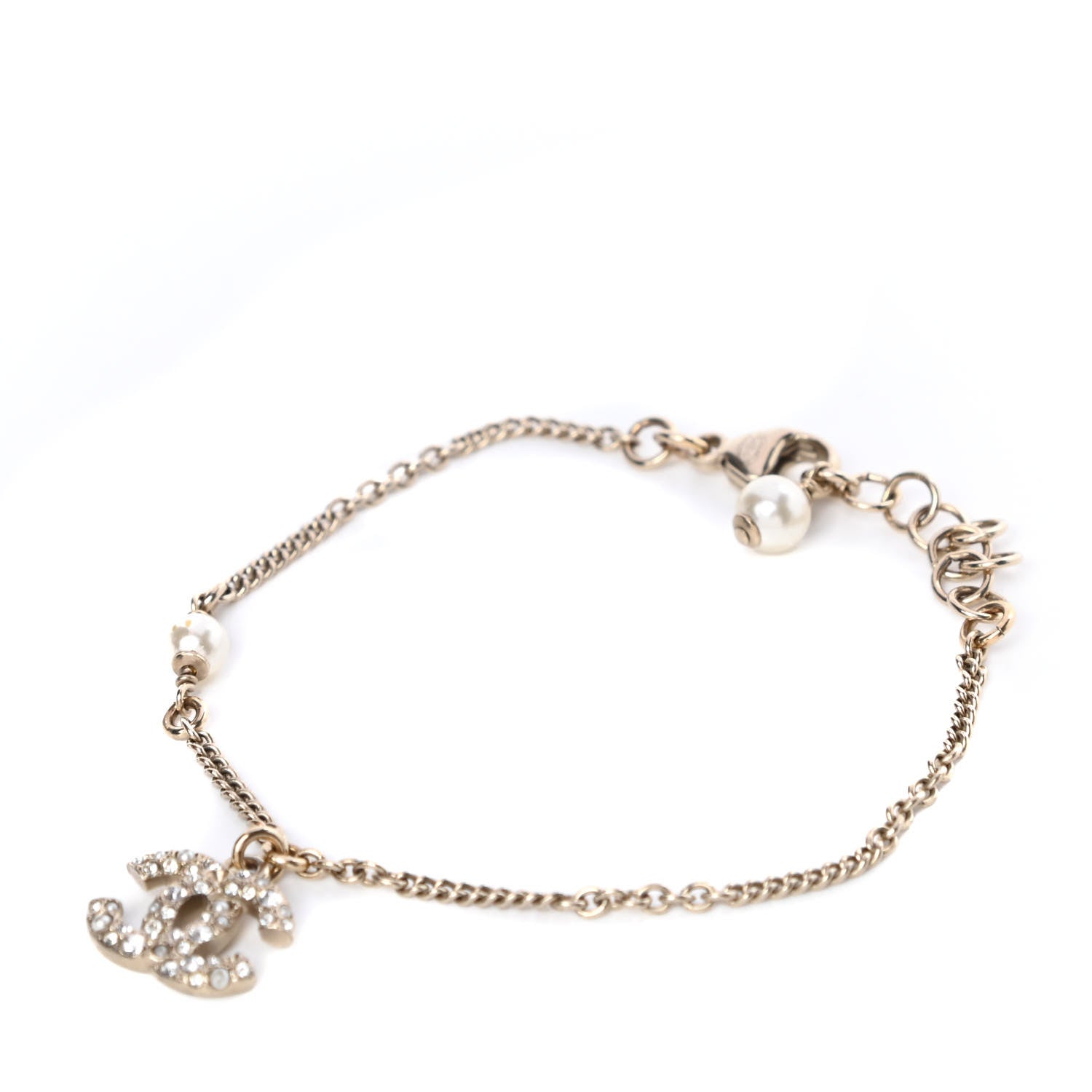 Chanel Pearl Crystal CC Bracelet Gold 1 of 5