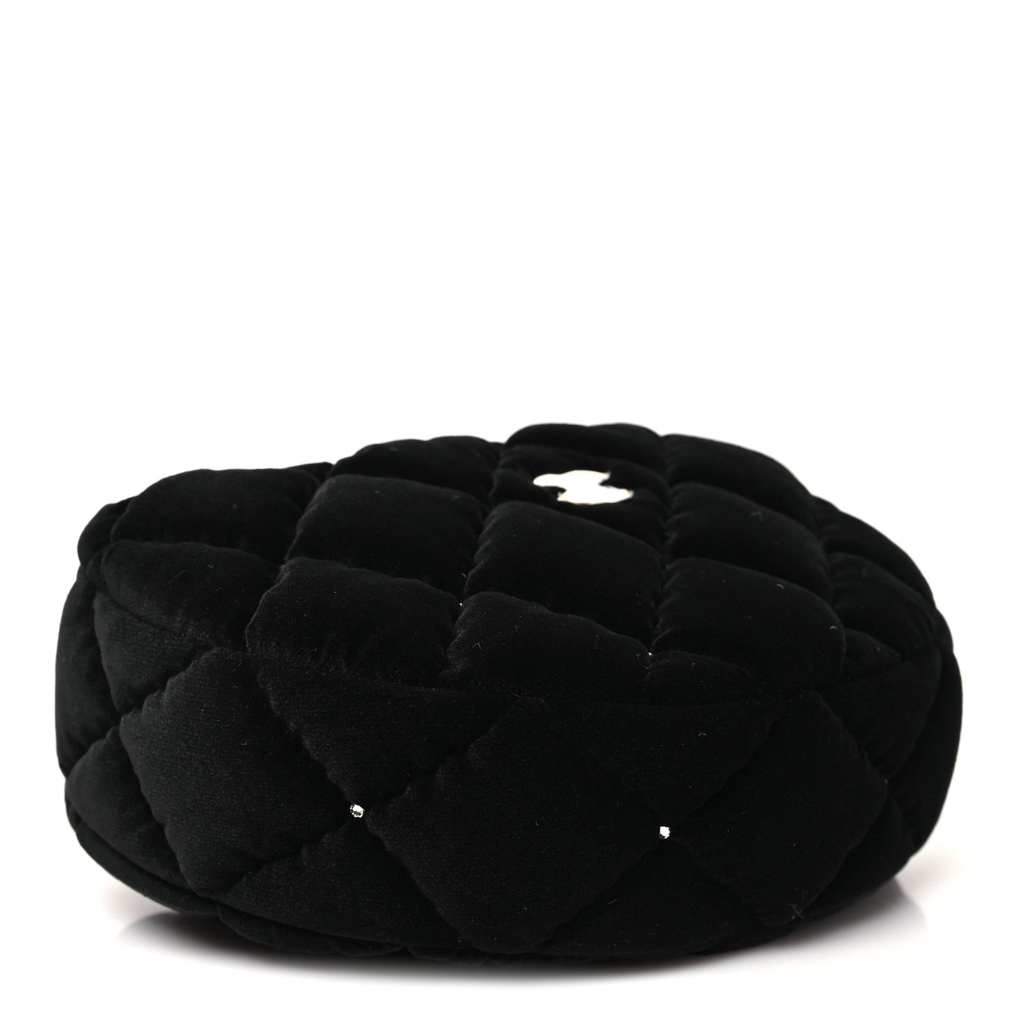 Velvet Diamanté Quilted Pocket Pouch Hobo Black