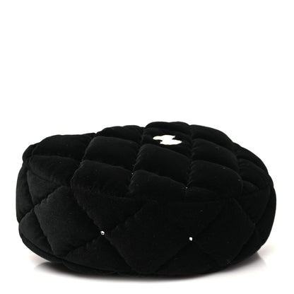 Chanel Velvet Diamanté Quilted Pocket Pouch Hobo Black 4 of 12