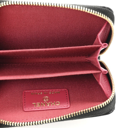 Chanel Lambskin Quilted Chanel 19 Zip Around Coin Purse Wallet Black 5 of 10