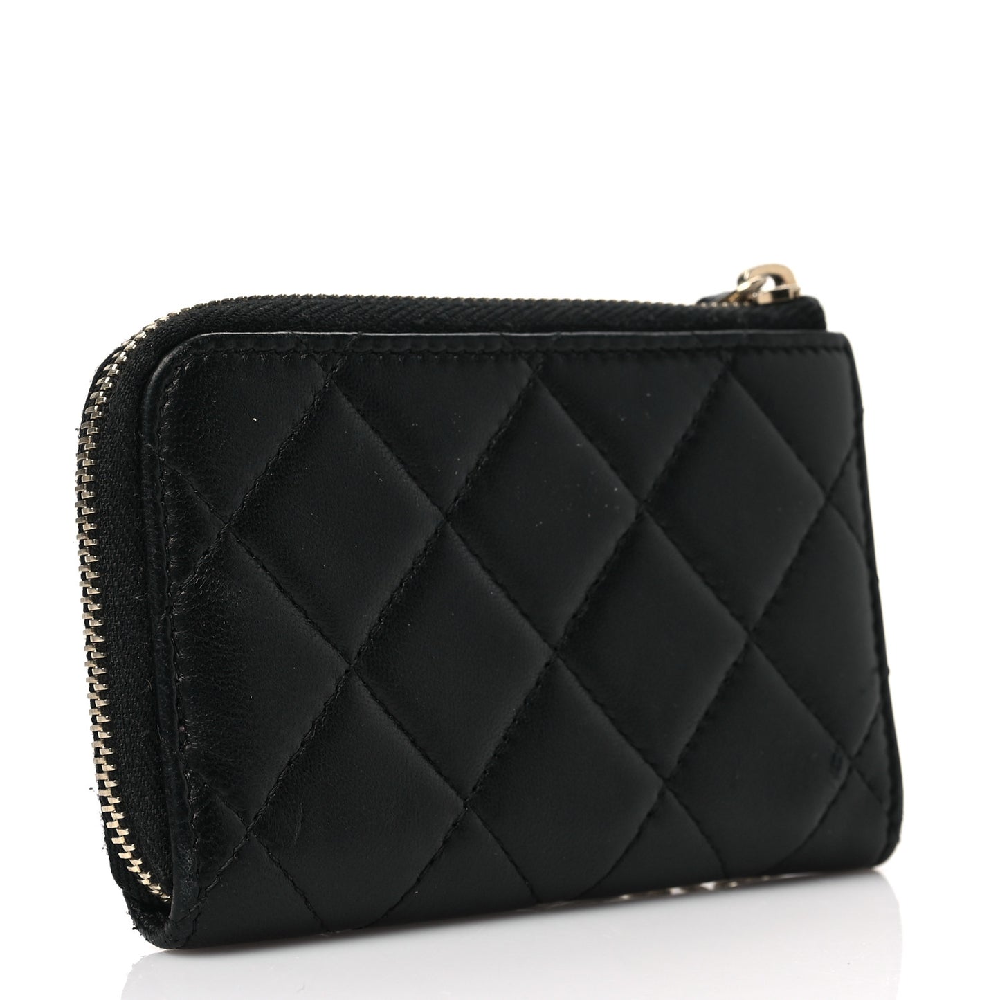 Lambskin Quilted Key Holder Case Black
