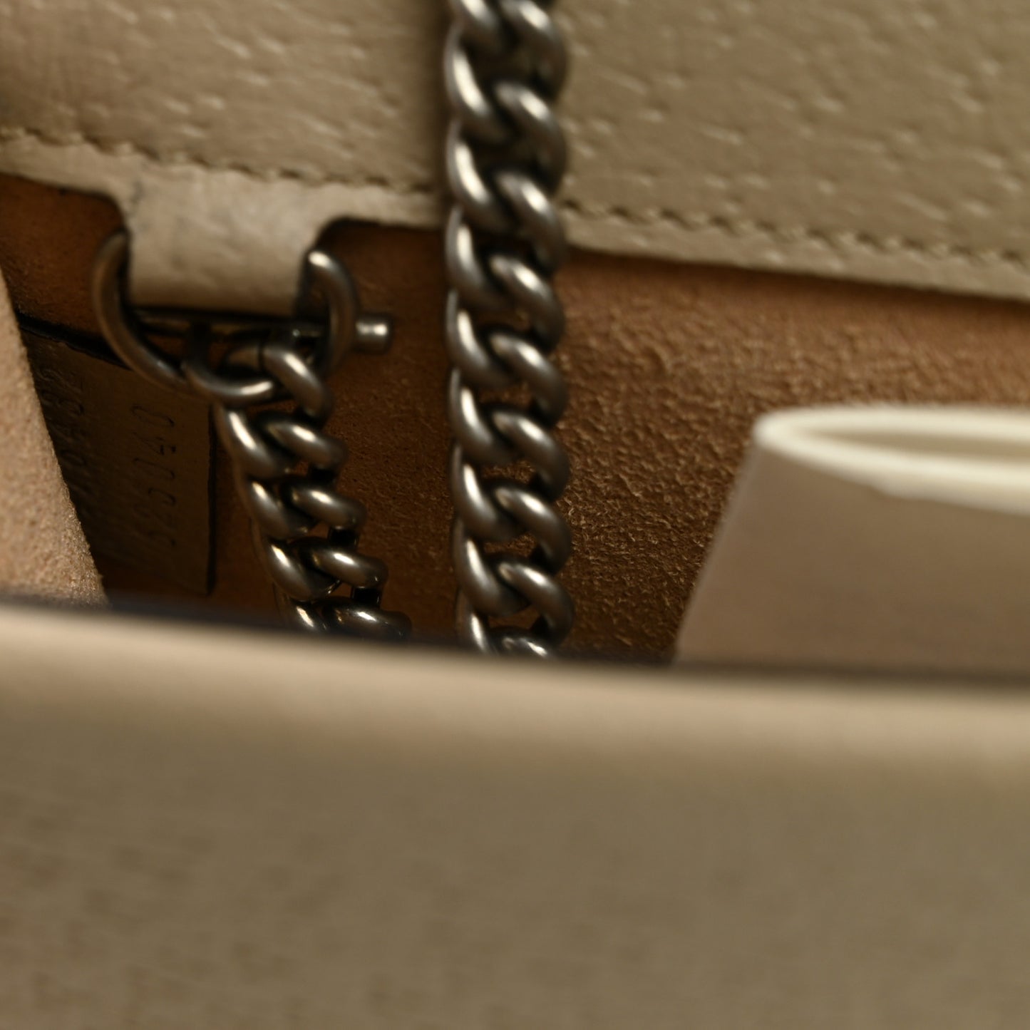 GG Supreme Monogram Textured Dollar Calfskin Super Mini Dionysus Shoulder Bag Beige Mystic White Oatmeal