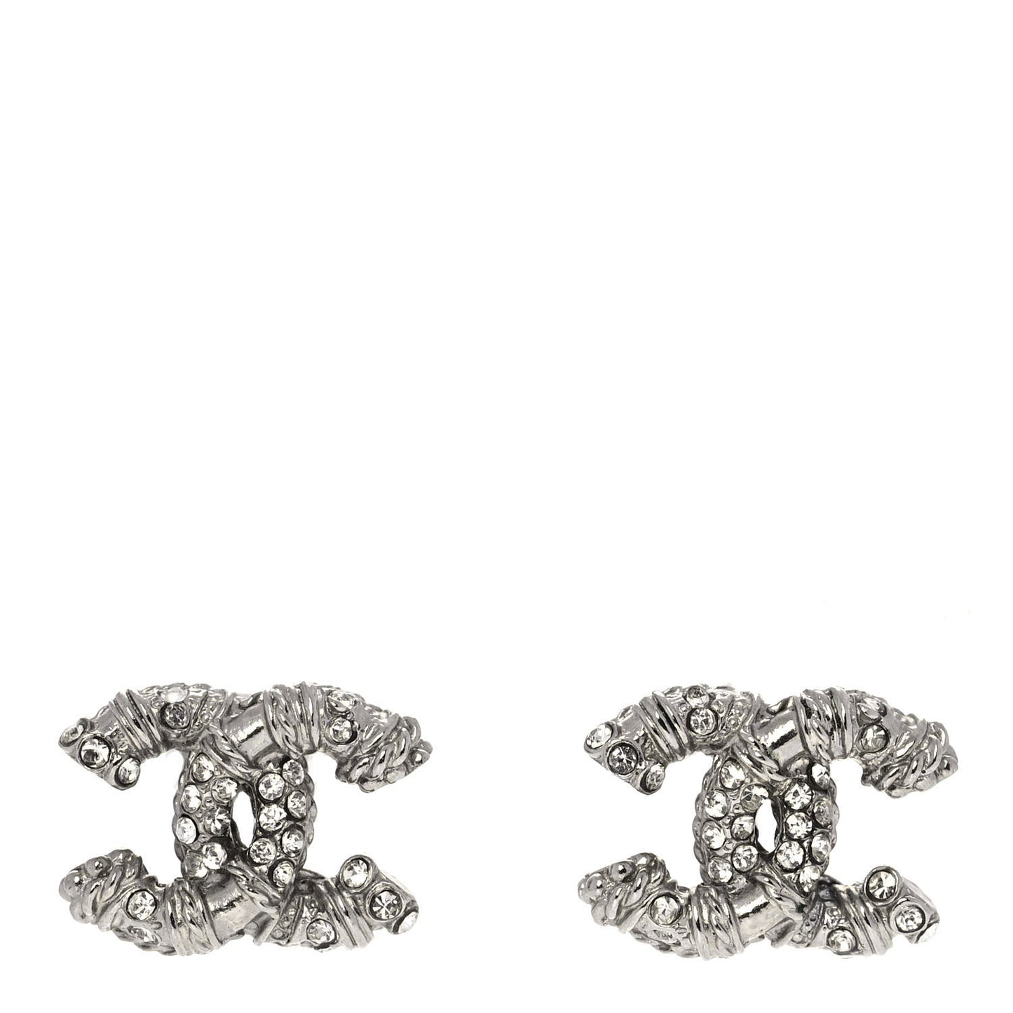 Crystal CC Twisted Earrings Silver