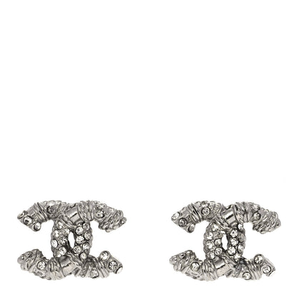 Chanel Crystal CC Twisted Earrings Silver 1 of 4