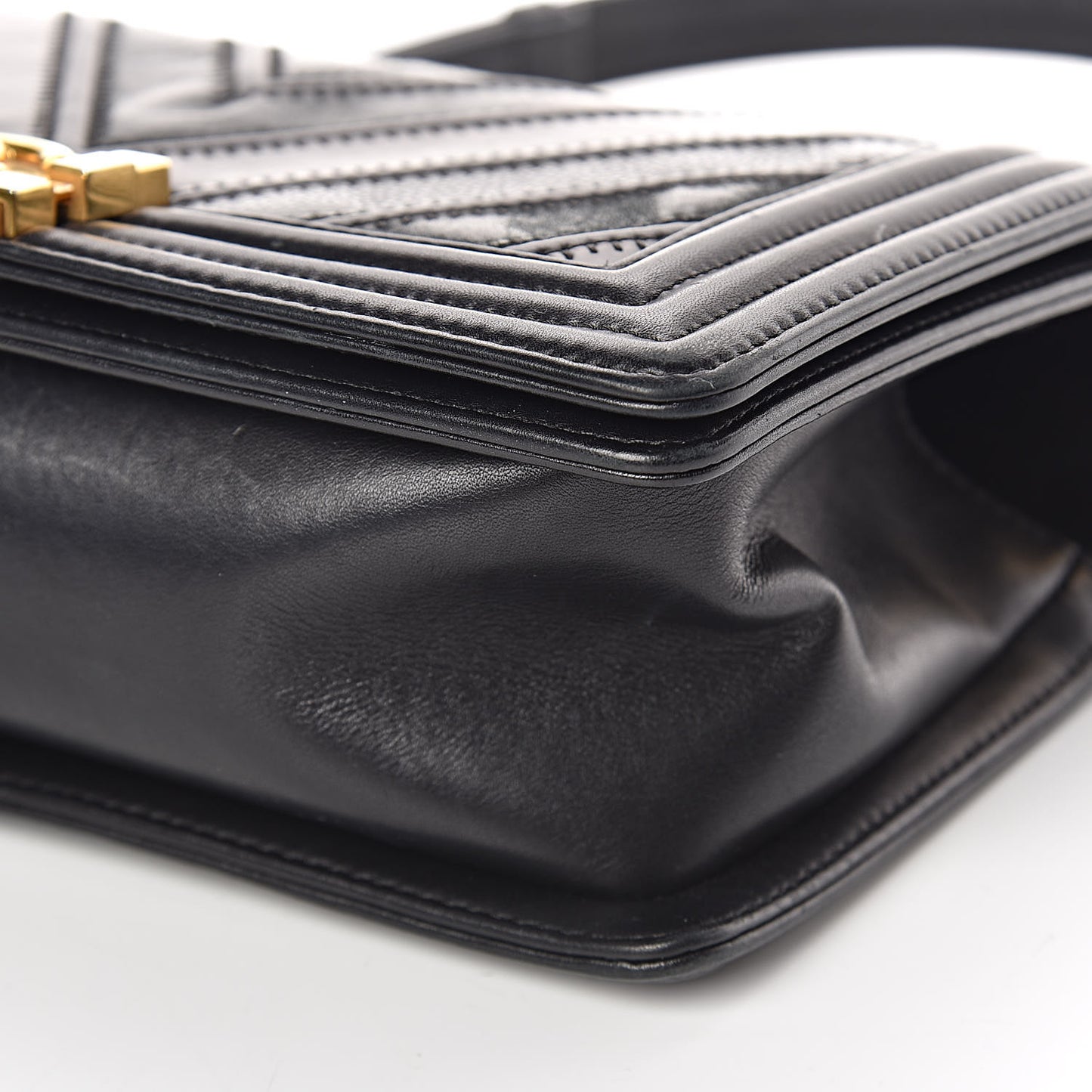 Caviar Suede Calfskin Chevron Medium Boy Flap Black
