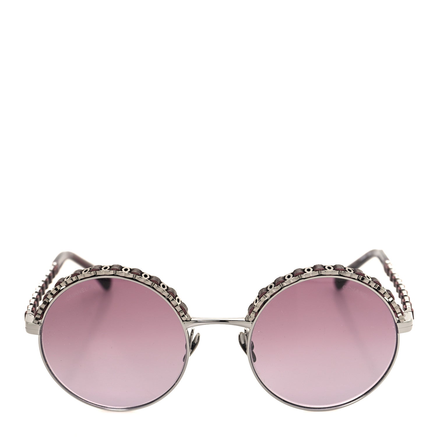 Chanel Metal Calfskin Round Chain Sunglasses 4265-Q Brown 2 of 7