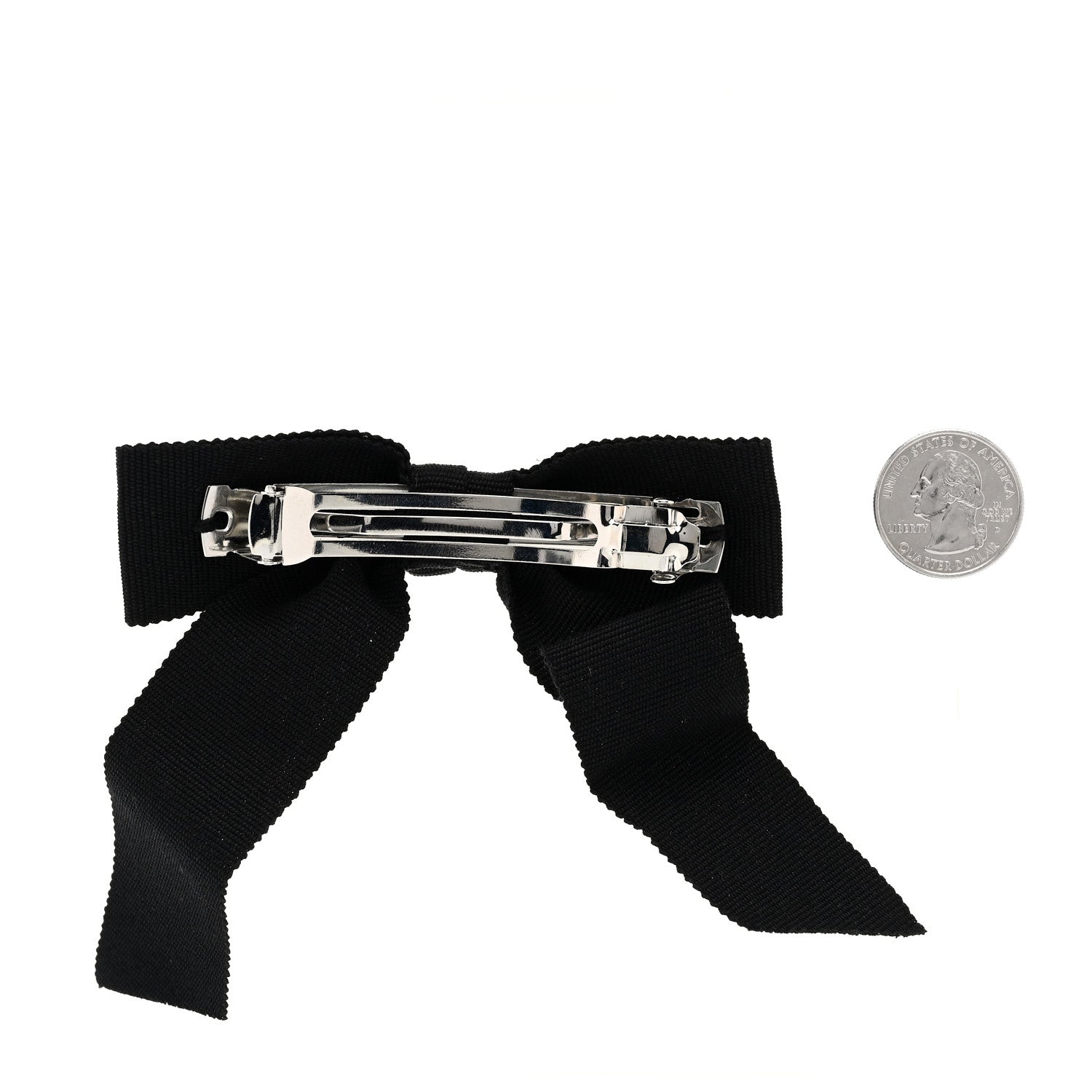 Chanel Grosgrain Bow CC Hair Clip Black 2 of 3