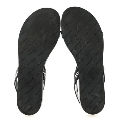 Balenciaga Calfskin Allover Logo Flat Sandals 39.5 Black White 6 of 10