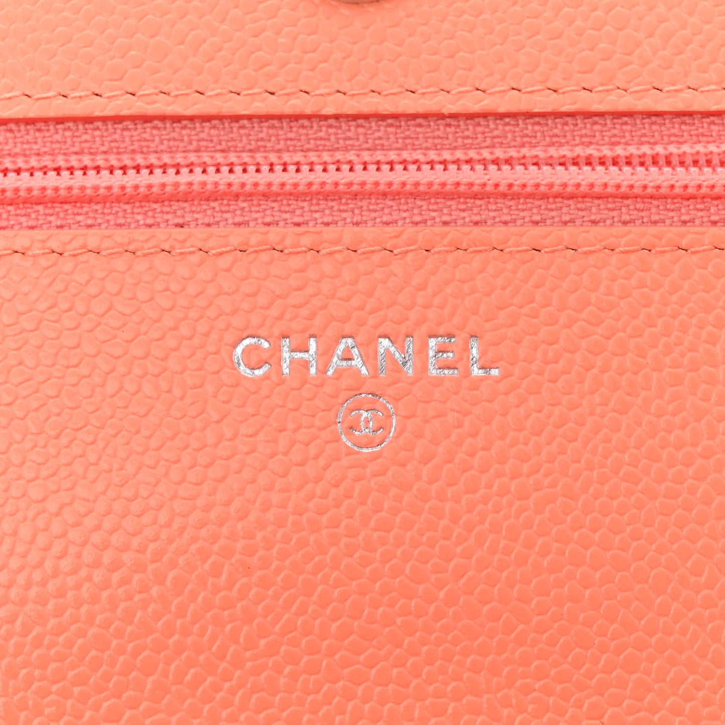 Caviar Quilted Wallet on Chain WOC Coral