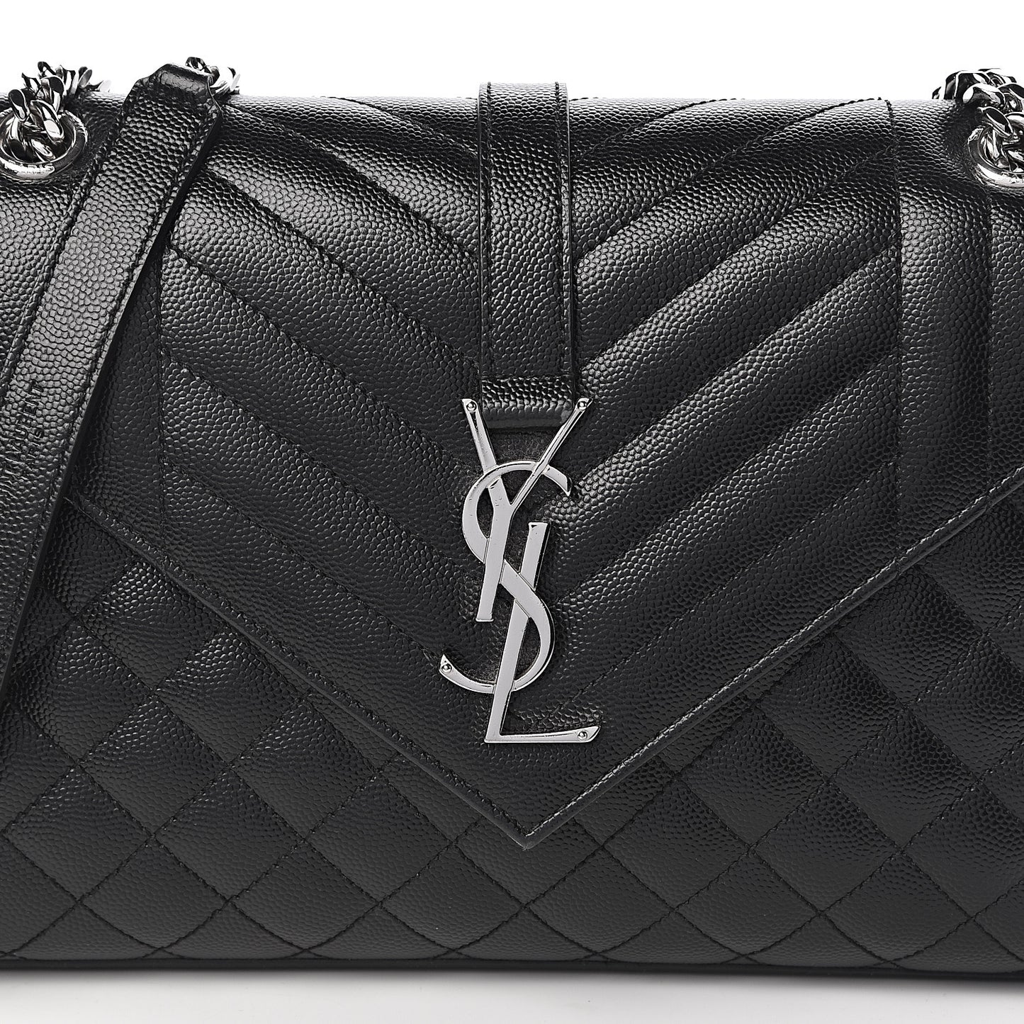 Grain De Poudre Textured Mixed Matelasse Triquilt Medium Monogram Satchel Black