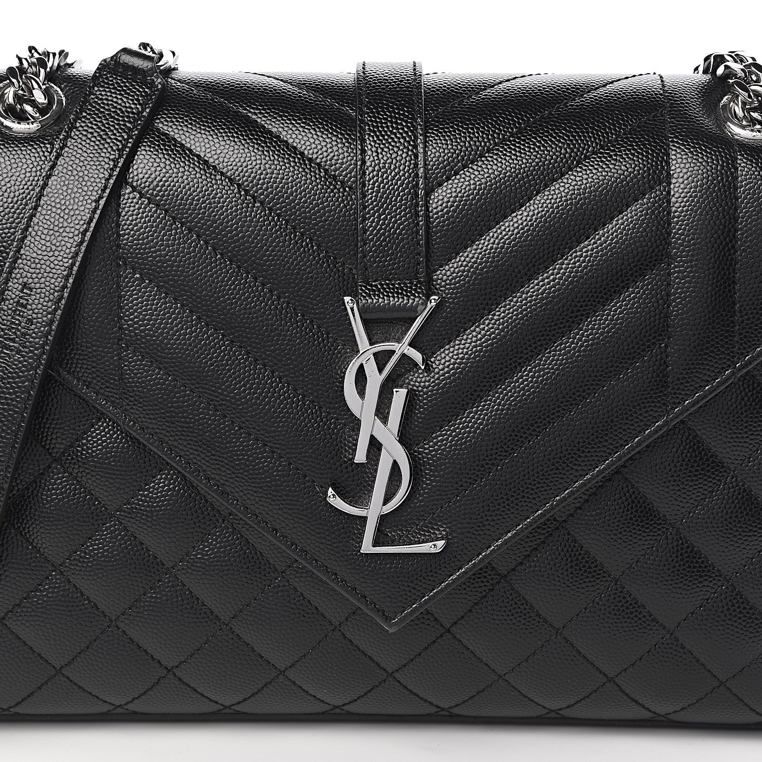 Saint Laurent Grain De Poudre Textured Mixed Matelasse Triquilt Medium Monogram Satchel Black 11 of 11