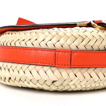 Chloe Raffia Calfskin Marcie Basket Small Marcie Round Crossbody Bag Orange Fizz 8 of 9
