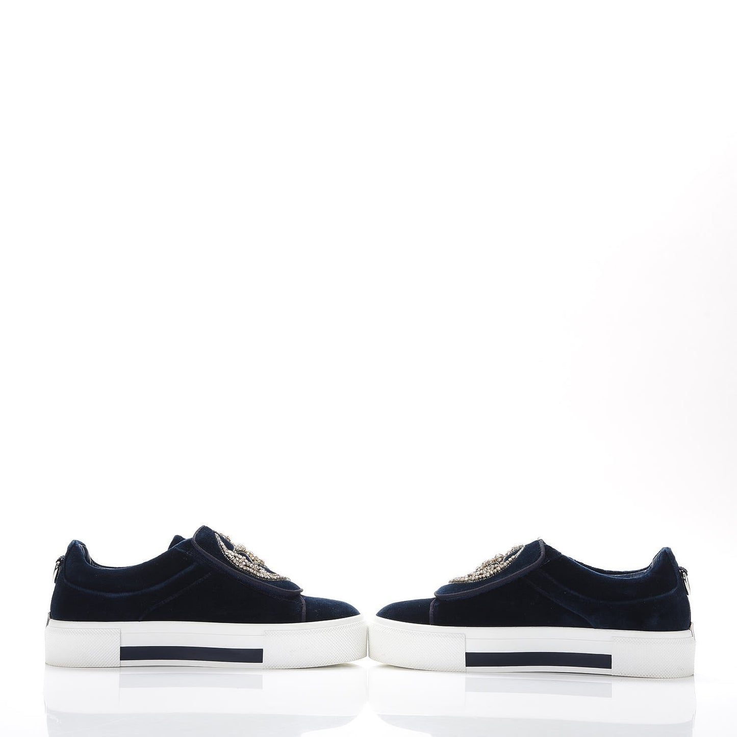 Velvet Crystal Moon Embellished Stars Buckles Platform Sneakers 40 Blue