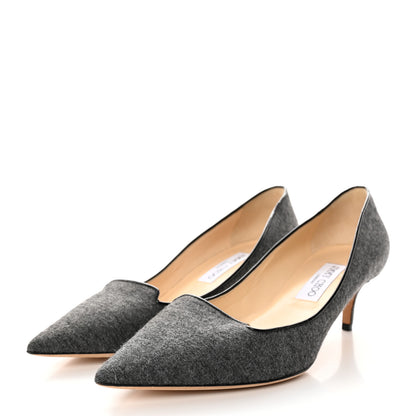 Jimmy Choo Flannel Allure Kitten Heel Pumps 39.5 Taupe Grey 3 of 15