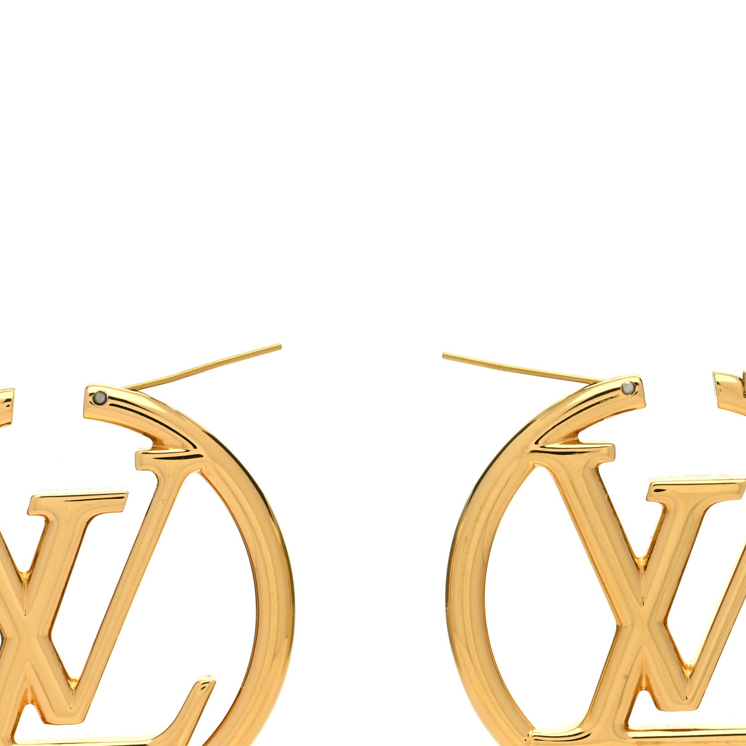 Louis Vuitton Metal Louise Hoop Earrings Gold 3 of 4