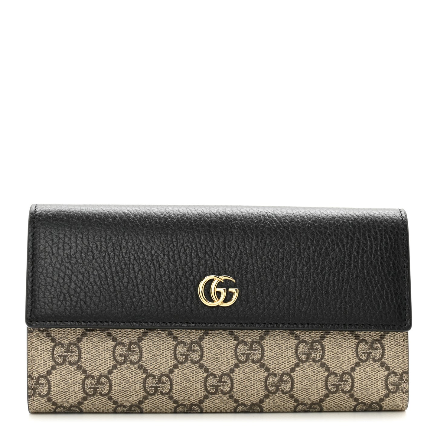 Dollar Calfskin GG Supreme Monogram GG Marmont Continental Wallet Black Beige Ebony