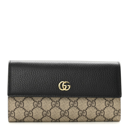Gucci Dollar Calfskin GG Supreme Monogram GG Marmont Continental Wallet Black Beige Ebony 1 of 8