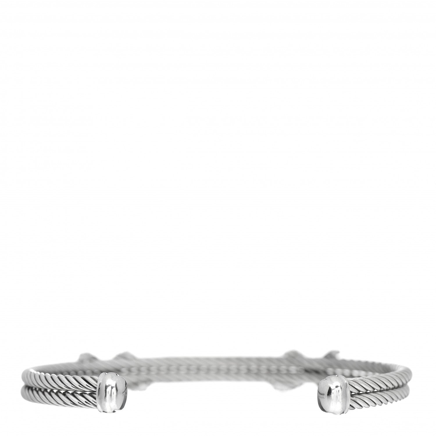 David Yurman Sterling Silver Diamond 6mm Double X Cable Bracelet 3 of 4