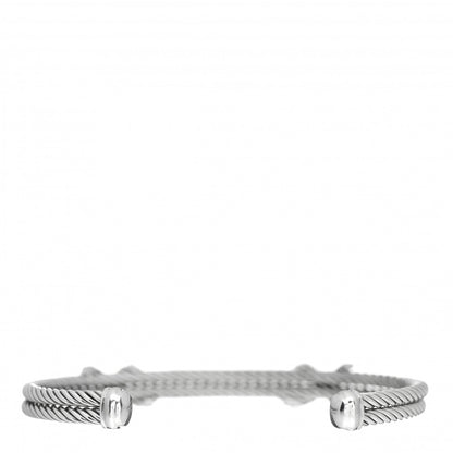 David Yurman Sterling Silver Diamond 6mm Double X Cable Bracelet 3 of 4