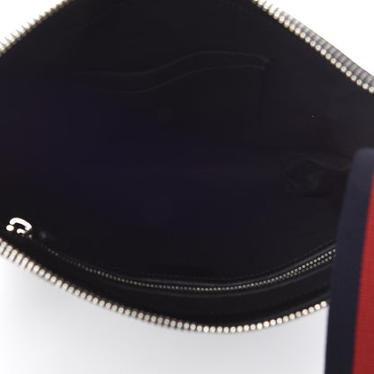 Gucci GG Supreme Monogram Appia Calfskin Web Flat Messenger Bag Black Grey 7 of 9