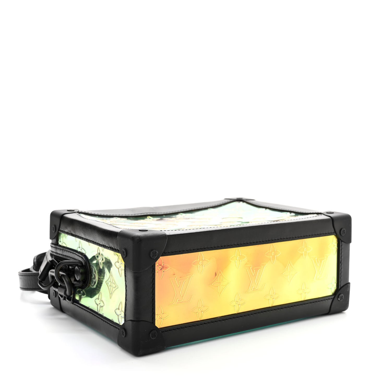 Calfskin PVC Monogram Solar Ray Soft Trunk Iridescent Prism Black