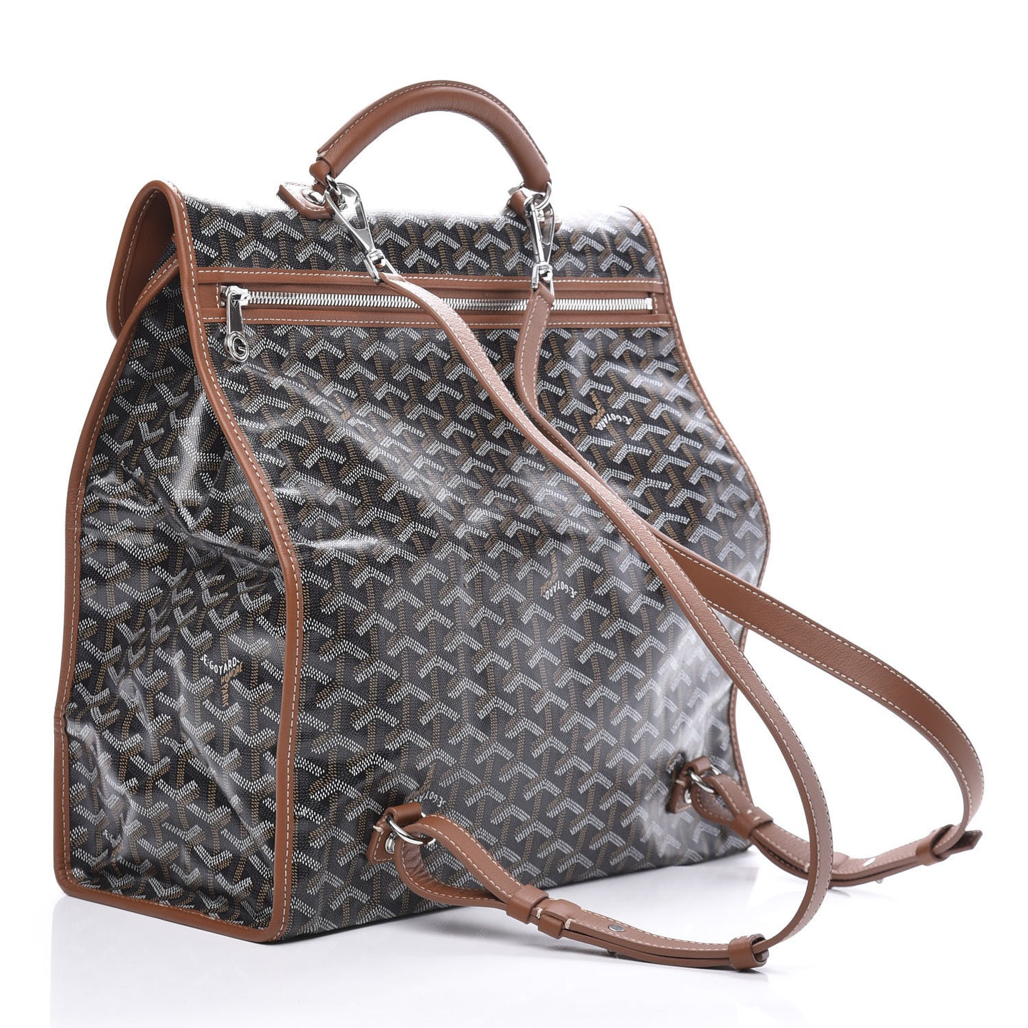 Goyardine Saint Leger Soft Briefcase Backpack Black Gold