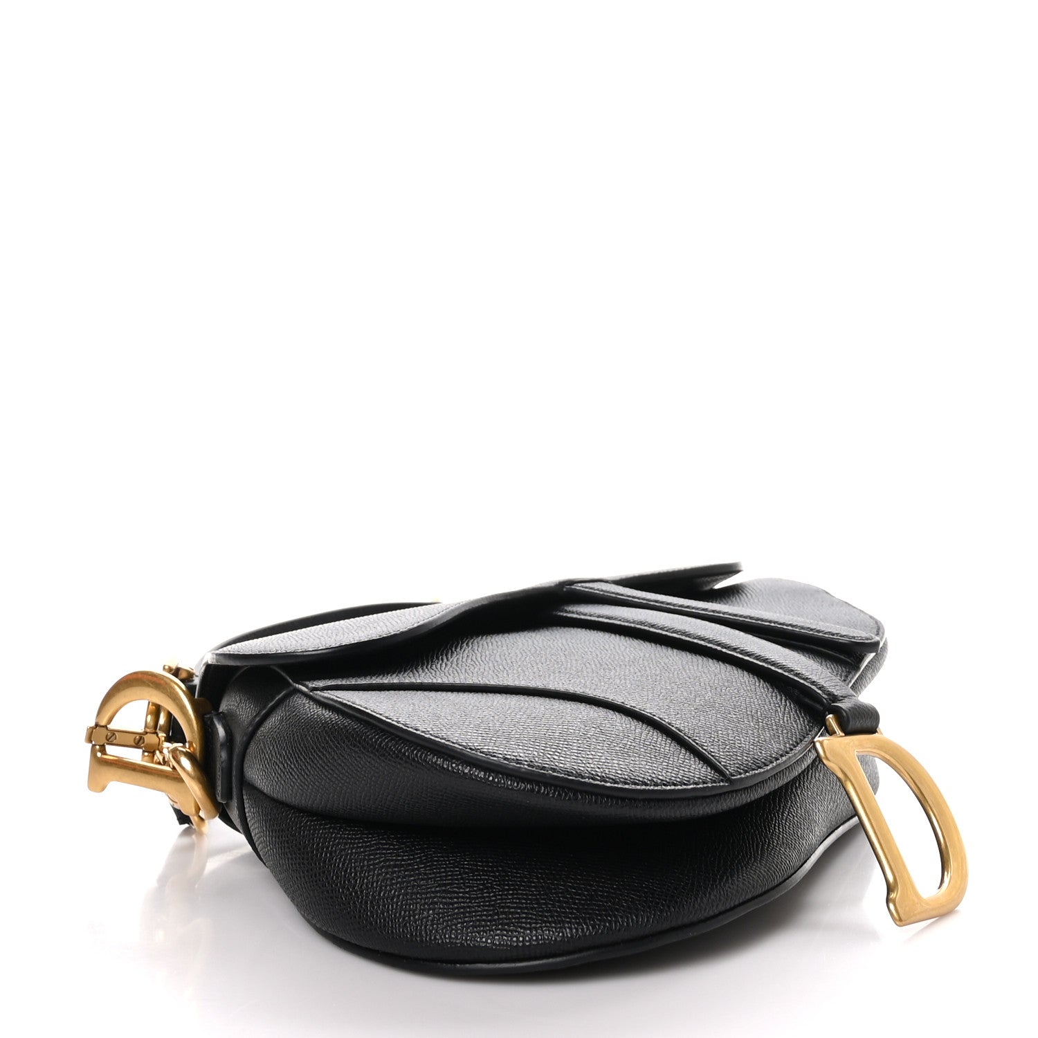 Christian Dior Grained Calfskin Saddle Bag With Strap Black 5 of 10