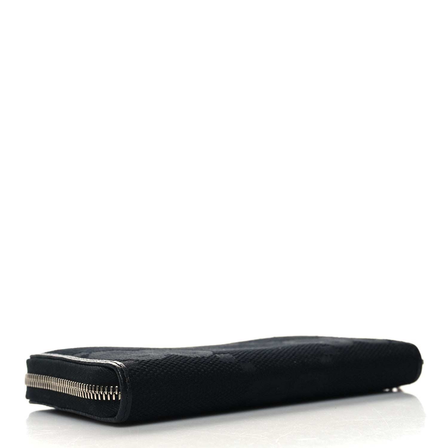 Gucci Canvas Monogram Jumbo GG Textured Dollar Calfskin Continental Wallet Black 4 of 8