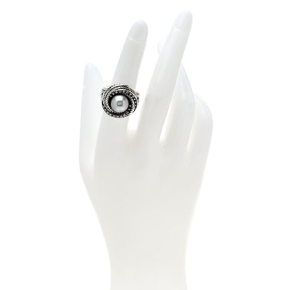 David Yurman Sterling Silver Diamond Pearl 10mm Crossover Ring 52 6 2 of 5