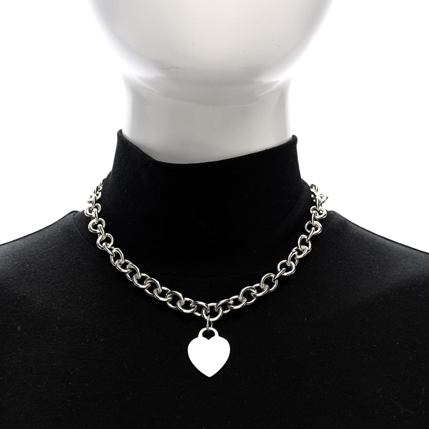 Tiffany Sterling Silver Heart Tag Pendant Necklace 2 of 5