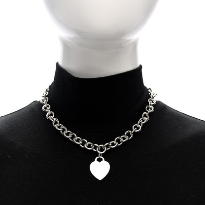 Tiffany Sterling Silver Heart Tag Pendant Necklace 2 of 5