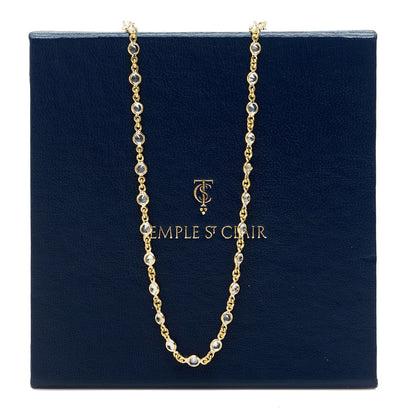 Temple St. Clair 18K Yellow Gold Diamond White Sapphire Chain Necklace 5 of 5