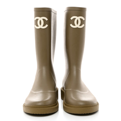 Chanel Caoutchouk CC High Boots 40 Dark Beige 2 of 8