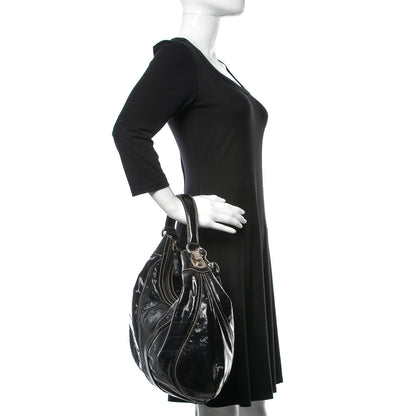Gucci Patent Calfskin Medium Snow Glam Hobo Black 3 of 11