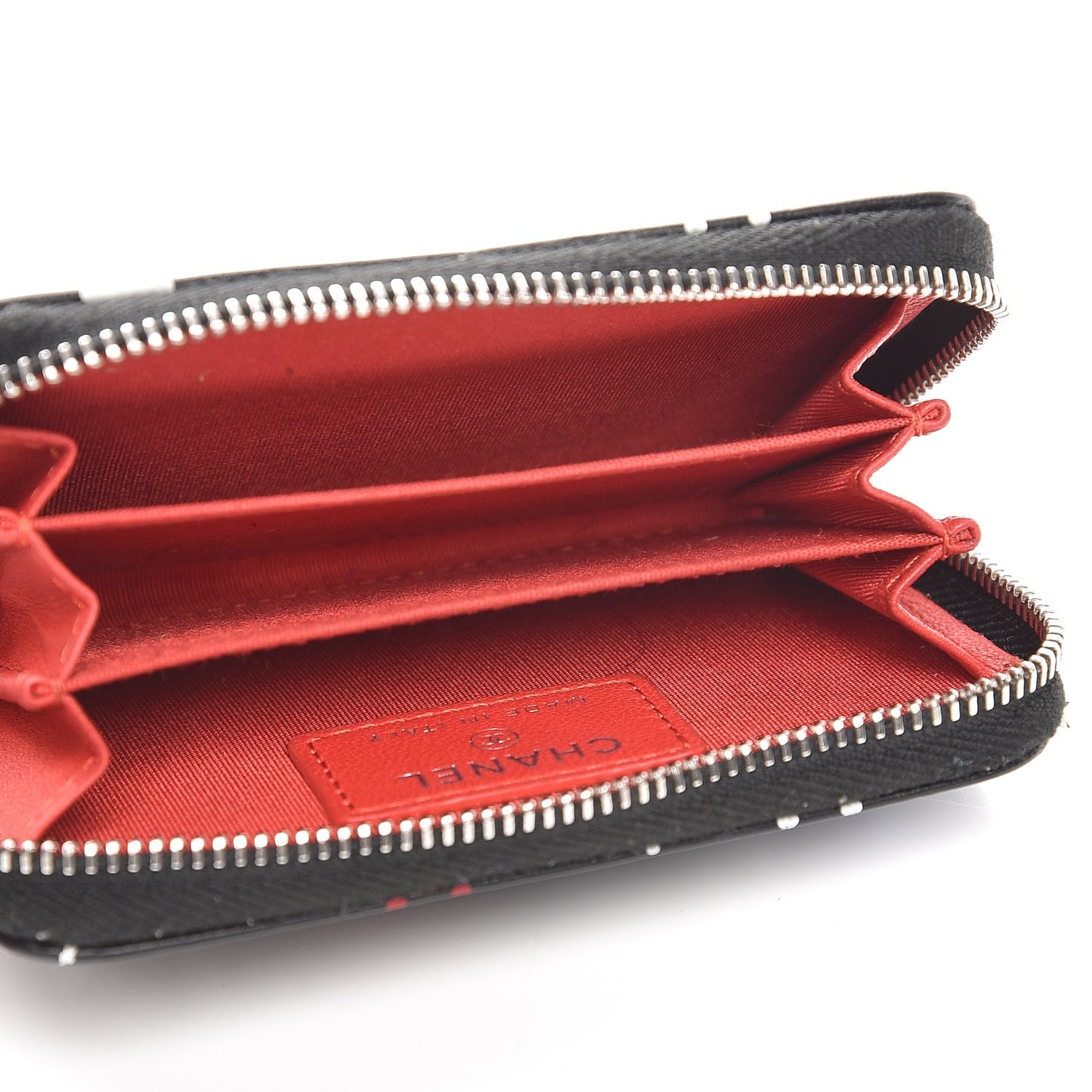 Lambskin Quilted Data Center Zip Around Coin Purse Wallet Black