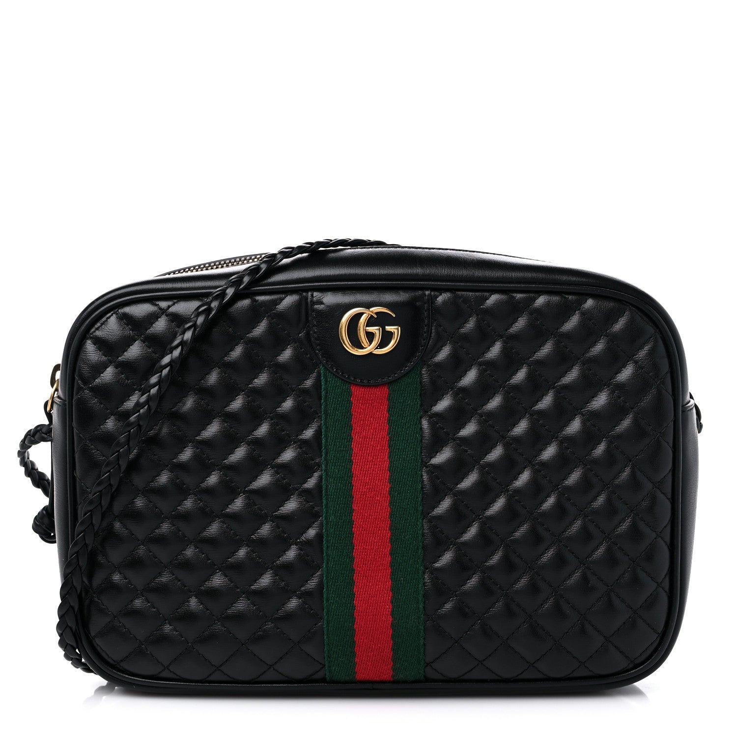 Gucci Calfskin Web Trapuntata Small GG Shoulder Bag Black 1 of 9