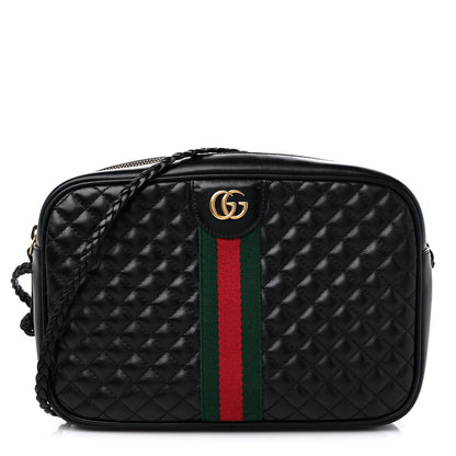 Gucci Calfskin Web Trapuntata Small GG Shoulder Bag Black 1 of 9