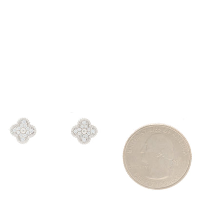 Van Cleef & Arpels 18K White Gold Diamond Sweet Alhambra Earrings 2 of 6