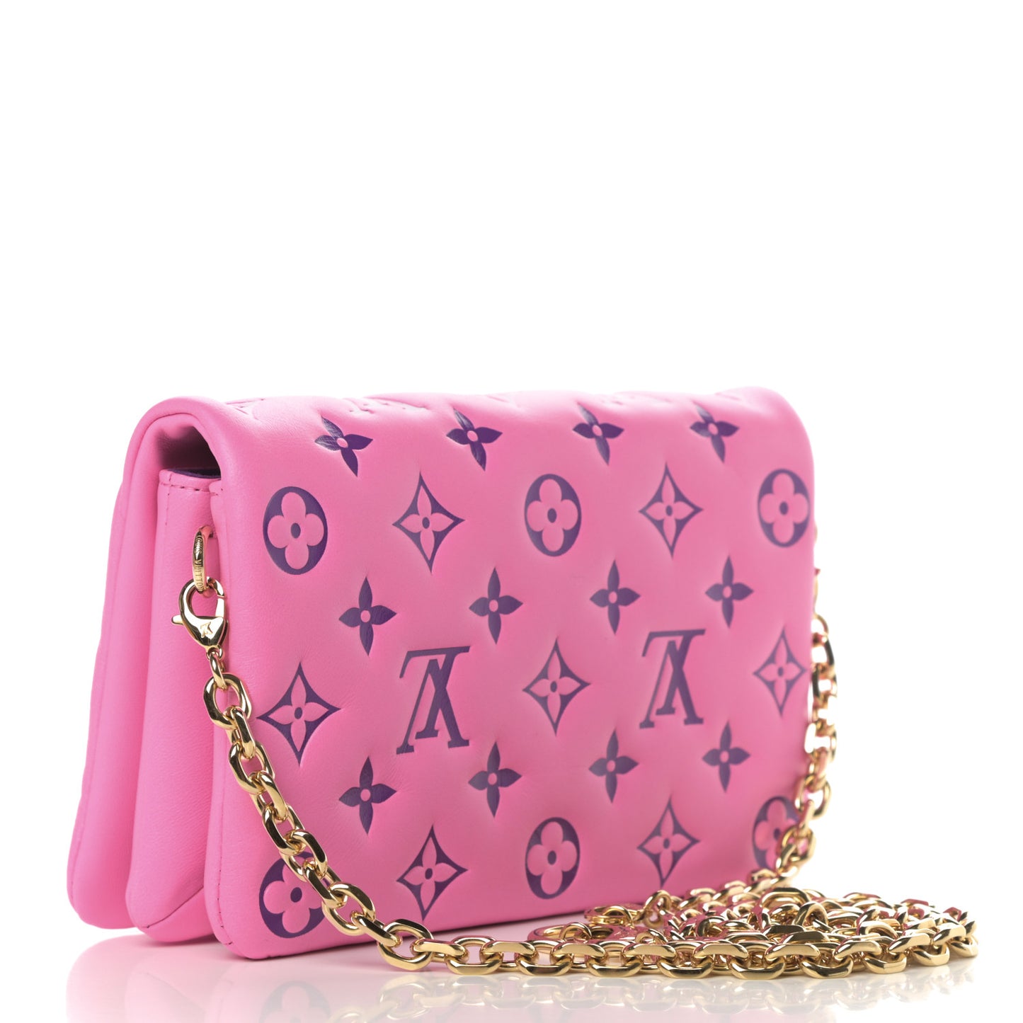 Lambskin Embossed Monogram Vuittamins Pochette Coussin Rose Violet