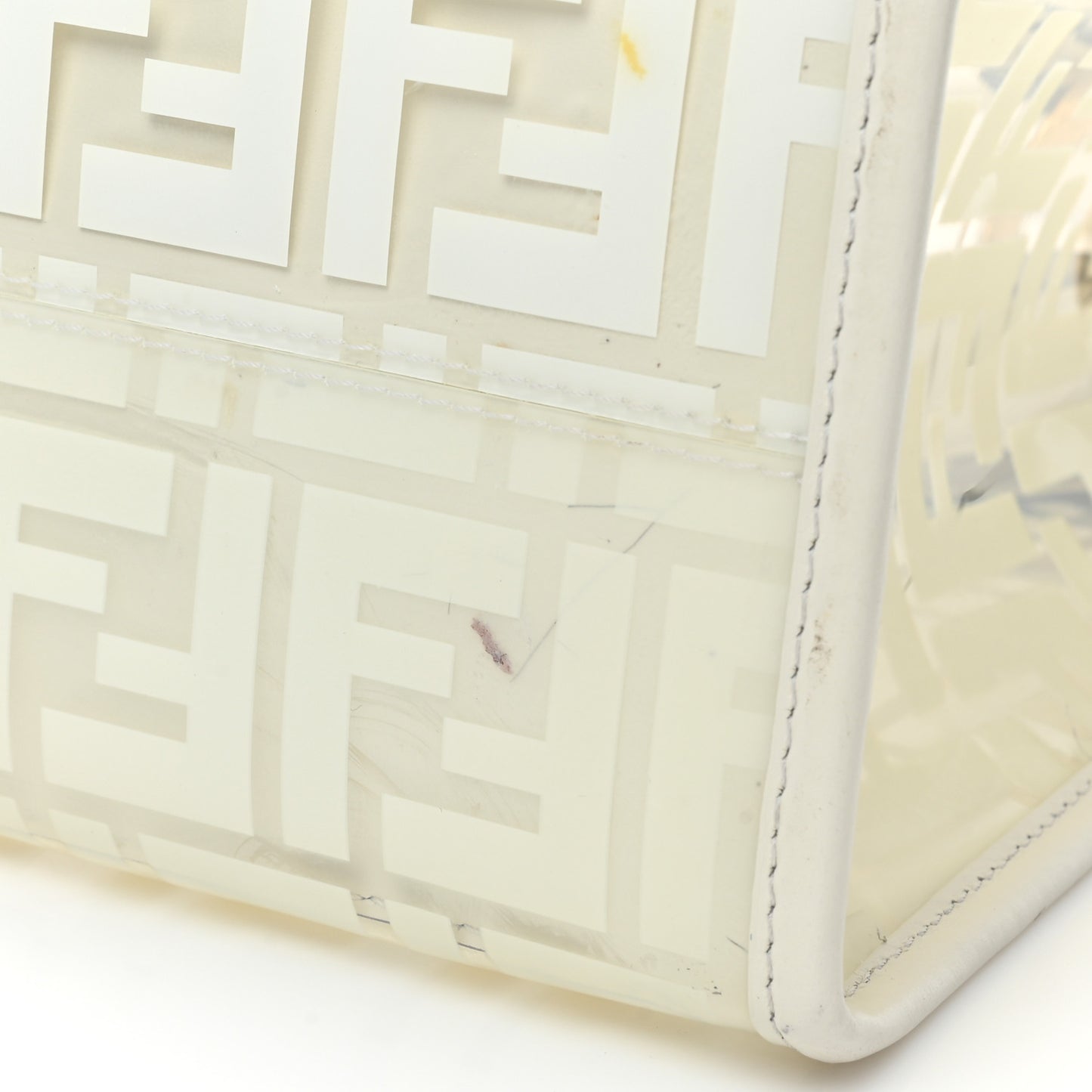 TPU FF Vitello Century Plexiglass Small Runaway Shopper Tote White