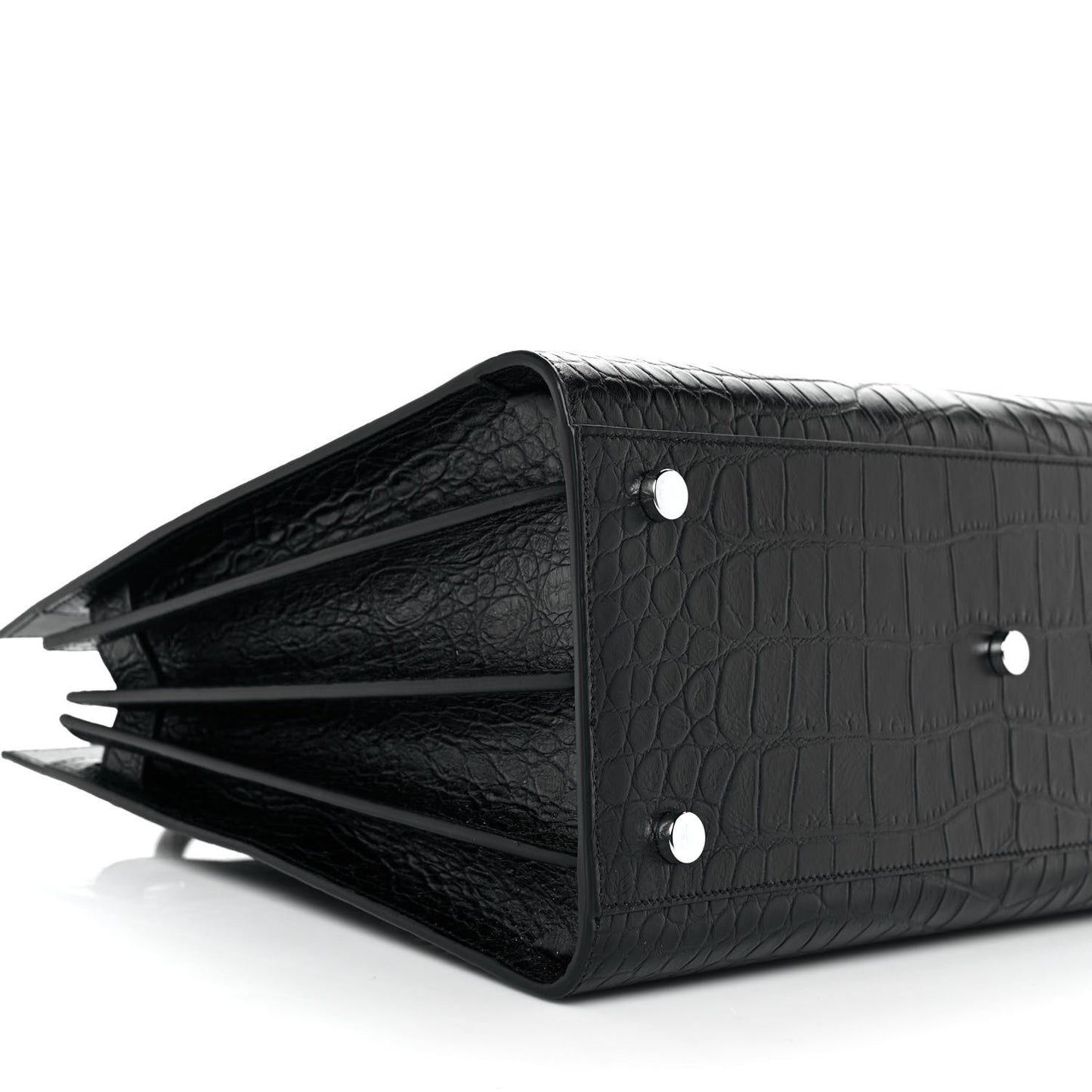 Calfskin Crocodile Embossed Small Sac de Jour Black