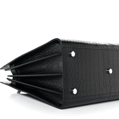 Saint Laurent Calfskin Crocodile Embossed Small Sac de Jour Black 7 of 8