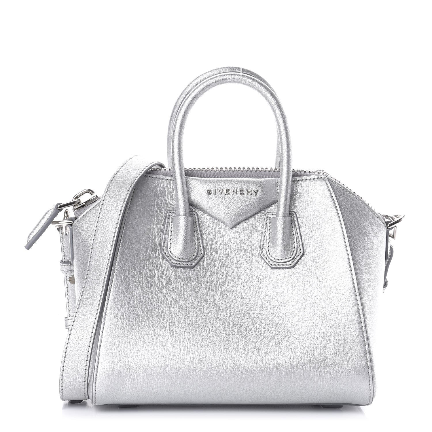 Givenchy Metallic Sugar Goatskin Mini Antigona Silver 1 of 10