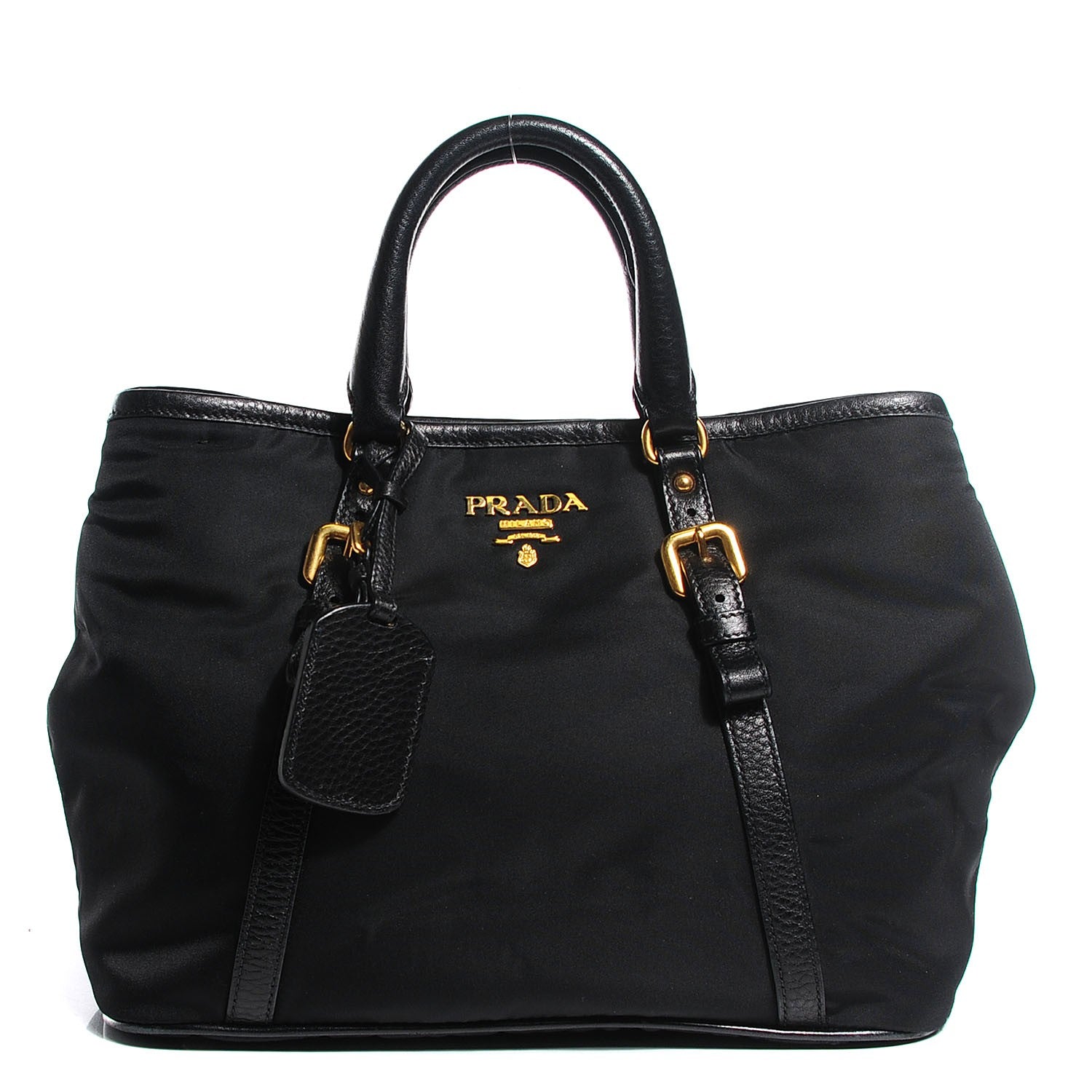 Prada Vitello Daino Tessuto Nylon Tote Nero Black 1 of 10